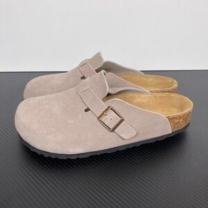 NWT Women's Birkenstock Boston Taupe Suede | NarrowFit